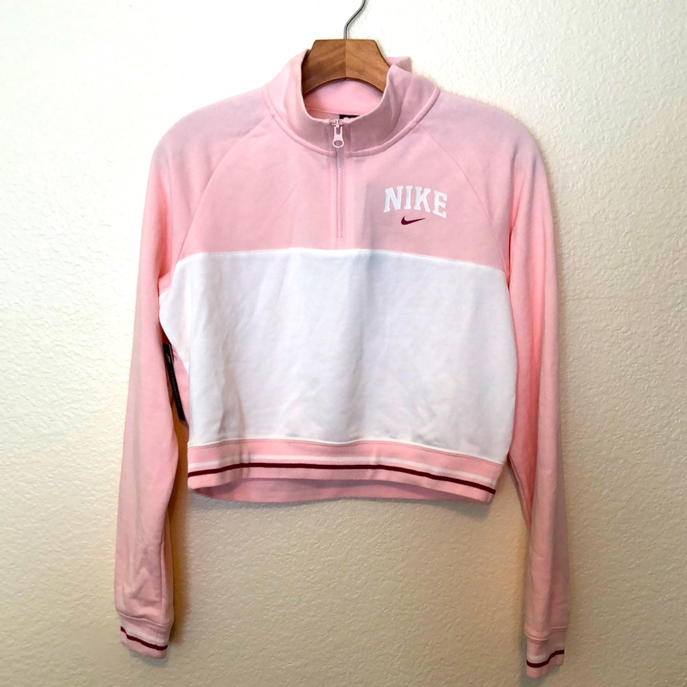 NWT Nike Varsity Sleeve Half-Zip Crop Pullover